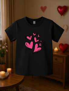 T-shirt casual da donna con scollo rotondo e stampa a cuore, maniche corte, tessuto traspirante, vestibilità regolare per ogni stagione - Product Image 2