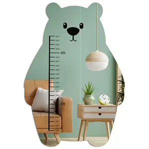 acrylic ps Kids Full Length Mirror Height Measurement Preserved Measuring Small Child Height Growth Chart for Wall Bear Shaped