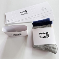 1 paire d'étiquettes en carton imprimées personnalisées pour chaussettes, pochette d'emballage en papier pour chaussettes