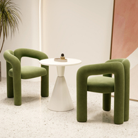 Fauteuil d'appoint moderne avec accoudoirs intégrés en velours doux pour salon, maison, café