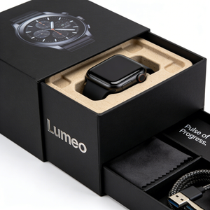 Boîte à montre intelligente en carton ondulé durable, emballage robuste avec insert pour ranger la montre et le chargeur pour un transport sécurisé - Product Image 5