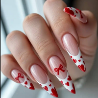 Faux ongles courts en amande à couverture complète, pré-dessinés, à presser – Produits de beauté, fournitures d'ongles en gros