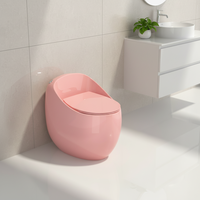 WC monobloc moderne ET-2060GOLD-D (Rose) à jet siphonique, à poser au sol, à fermeture lente, pour hôtels, villas de luxe et écoles, avec finition gaufrée