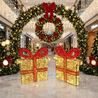 Caja de Regalo Gigante Decorativa LED 3D Personalizable con Brillantina para Hoteles, Centros Comerciales, Motivo Luminoso Navideño 3D para la Temporada Festiva