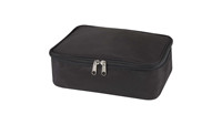 Sac cosmétique OEM en polyester imperméable avec poignée, grande capacité, portable, pour voyage, pochette de rangement pour maquillage, double fermeture éclair, personnalisable