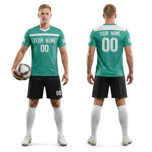 Conjunto de Camiseta de Fútbol Sublimada Personalizada, Cuello en V, Manga Corta, Absorbe la Humedad, 100% Poliéster, Ropa Deportiva para Adultos - Product Image 1