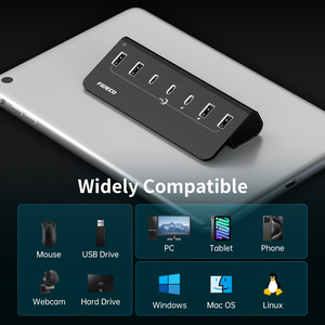 Fideco thiết kế mới nhôm 4 <span class=keywords><strong>USB</strong></span> A <span class=keywords><strong>3</strong></span> <span class=keywords><strong>USB</strong></span> C <span class=keywords><strong>HUB</strong></span> 10Gbps sạc truyền dữ liệu Multiport Splitter - Product Image 6