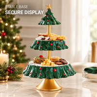 Support à gâteau de Noël en résine à 3 niveaux avec étoile sur le dessus, plateau de service pour desserts et fruits pour la table de fête