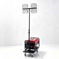 Tour d'éclairage portable avec générateur, pouvant être relevée et abaissée manuellement de 3 mètres, équipée de 4 lampes LED