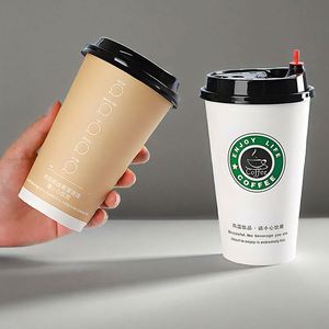 Vasos de Papel Desechables Ecológicos de Doble Pared para Café y Agua Mineral, de 8oz-16oz, Totalmente Negros, con Tapa y Logotipo Personalizado - Product Image 3