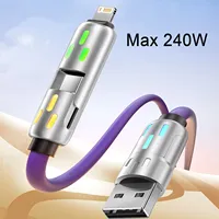 Cable USB Tipo C a USB C 4 en 1 de 240W con Carga Rápida PD para iPhone 16 Pro Max 15 iPad Xiaomi Samsung Tablet, Cable de Datos de 1M