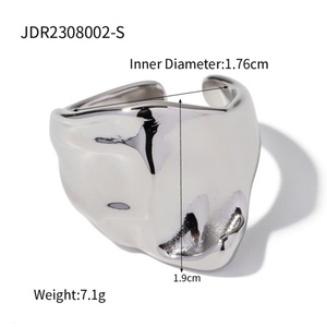 Anillo Ajustable Grueso de Moda para Mujer, Accesorios de Acero Inoxidable, Anillos de Aro Irregulares Dorados - Product Image 6