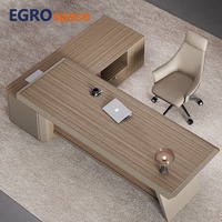 EGROspace Bureau de Direction de Luxe Personnalisé avec Organiseur de Mobilier et Meuble Latéral pour Manager