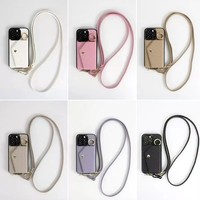 Étui de téléphone avec cordon et emplacements multiples pour cartes pour iPhone 14 15 16 Pro Max Plus