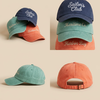 Casquette de baseball vintage délavée style Dad Hat, 6 panneaux, non structurée, en coton lavé, profil bas, visière incurvée, brodée