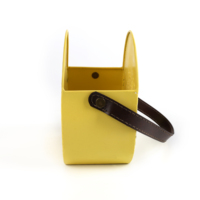 Vente en gros usine : Joli pot de fleurs suspendu en métal jaune durable en forme d'œuf à rayures blanches, pour la maison et le jardin, emballage cadeau