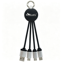 Cable de Carga Trenzado 3 en 1 para Llavero |   Cable de Carga Rápida para Múltiples Teléfonos con Logotipo Luminoso Personalizado para Regalos Promocionales