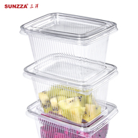 Sunzza Disposable PET Tableware Dessert Fruit Takeout Tool Rectangle Plastic Clear Hotel Snack Bar Cake Food Container With Lid