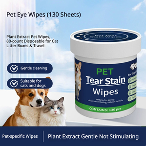 Lingettes de nettoyage <span class=keywords><strong>pour</strong></span> les yeux, les oreilles et les dents des animaux domestiques, doigts nettoyants 3-en-1 jetables <span class=keywords><strong>pour</strong></span> chiens et chats, élimination des taches de larmes et de la cire - Product Image 1