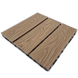Suelo de baldosas de 3 paneles WPC, cubierta compuesta de fácil instalación, cubierta móvil de enclavamiento, suelo de madera de plástico impermeable para exteriores WPC