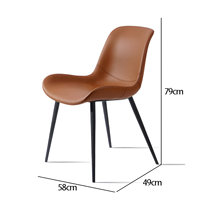 Chaise de salle à manger rembourrée moderne, chaise d'appoint à dossier haut, siège en cuir, pieds en métal pour café, hôtel, cuisine