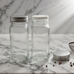 Forma su misura 120Ml di vetro <span class=keywords><strong>vasetti</strong></span> di spezie con Shaker versare coperchio di vetro barattolo di spezie con coperchio in metallo - Product Image 3