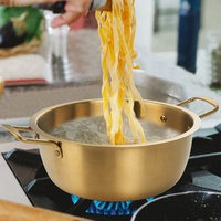 Ustensiles de cuisine coréen or argent nouilles Ramen Pot Double oreille pâte de soja soupe Pot de cuisson