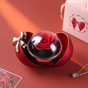 Boîte à bijoux en forme de rose magnétique au style frais de Eternal Flower, nouveau style, fleurs séchées réelles, fleurs décoratives de Noël, plantes - Product Image 2