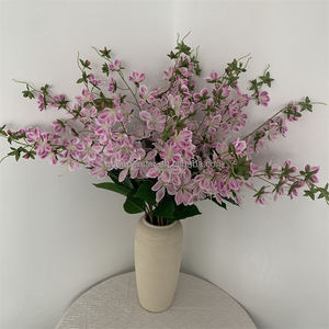 B-935 Fleurs artificielles en soie de haute qualité, simulation de <span class=keywords><strong>jasmin</strong></span> rose à 9 têtes, longue branche, plante suspendue pour mariage et Noël en intérieur - Product Image 1