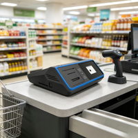 Terminal de point de vente Android 10 pouces avec écran tactile, imprimante thermique 58 mm, écran client 5 pouces, logo personnalisé, caisse enregistreuse pour supermarché