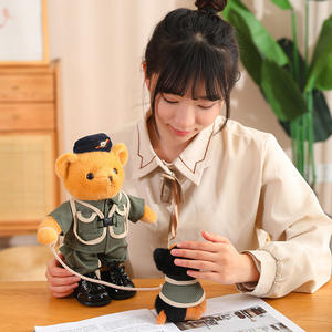 Askeri polis itfaiyeci Logo oyuncak ayı süper yumuşak peluş dolması hayvan uçak şirketi promosyon hediye maskot oyuncak ayı - Product Image 4