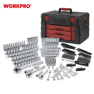 WORKPRO Bán Chạy 320PC 1/4 "3/8" 1/2 "Tiến Sĩ Ổ Cắm Cờ Lê Bộ Công Cụ Cơ Khí Với Hộp 3 Ngăn Kéo Sang Trọng