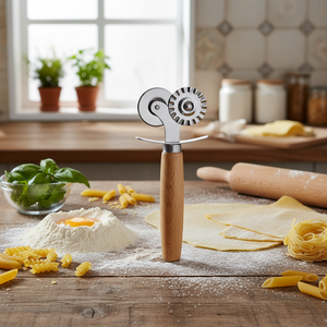 Utensili per Pasta in Acciaio Inossidabile con Manico in Legno di Faggio da 16 cm, Funzionali e Semplici, per Creare Forme Veloci e Definite - Product Image 3