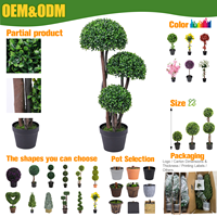 Arbre Topiaire Artificiel en Buis à 3 Boules Personnalisé en Gros, Plante en Pot Synthétique Résistante aux UV, 75 cm, Décoration Maison et Jardin