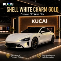 Film Vinyle Adhésif PET Effet Chrome Satiné Métallique Blanc Charm Gold pour Voiture, Rouleau de Film Vinyle Auto-Adhésif à Décharge d'Air, Film de Changement de Couleur