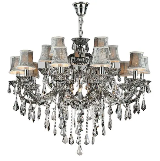 15 Lamps Smoke Gray Crystal Stairs Chandelier Lighting for Sale