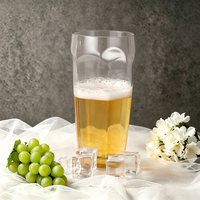 Gobelet à bière en plastique PET de 18 oz (500 ml), jetable, réutilisable, incassable, verres à boire pour bar et pub, pas besoin de lavage