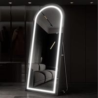 Miroir de salle de bain LED intelligent à 3 couleurs, miroir de salon de coiffure pleine longueur, miroir sur pied pleine taille pour dressing, vente en gros