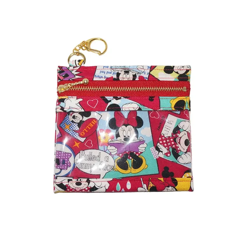 Hot Sales Zipper Pouch With Clear Vinyl Pocket Made With Japanese Cotton Oxford Fabric "minnie Mouse - Fun" Cosmetic Bag
