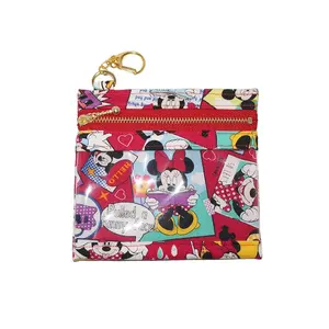 日本の綿オックスフォード生地「ミニーマウス-楽しい」化粧品バッグで作られた透明なビニールポケット付きのホット販売ジッパーポーチ