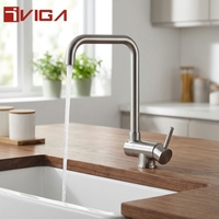 Robinet de cuisine pliable en acier inoxydable VIGA, design contemporain, à poignée unique, avec cartouche en céramique