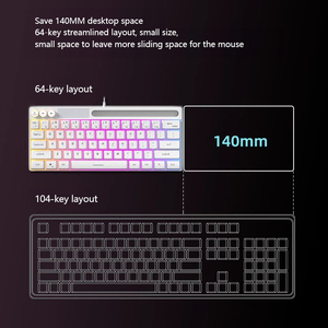Mini teclado para juegos de escritorio y ordenador portátil RGB con cable de 64 teclas con ranura para tarjeta interfaz USB sensación mecánica silenciosa - Product Image 4