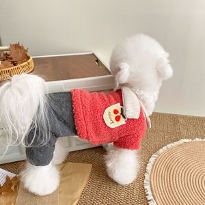 Dog Clothes Autumn <b>Winter</b> Fleece Lined <b>Overalls</b> Thick Four Legged Small Dogs Teddy Solid Color Polyester Coats Jackets - Product Image 4