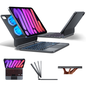 Funda con teclado magnético LAUDTEC para iPad mini 7ª generación mini 6 (2021) de 8.3 pulgadas, ultraligera, con soporte flotante tipo cantilever, trackpad inteligente, OEM - Product Image 6