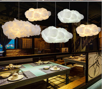Vente en gros en ligne de lampes suspendues modernes Wabi Sabi en forme de nuage, décoration de restaurants et de cafés, lampes suspendues au plafond en coton blanc LED