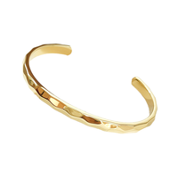Bracelets ajustables Moos à manchette ouverte, unisexe, motif losange minimaliste, en acier inoxydable en forme de C, avec zircon, plaqué or 18 carats, tendance