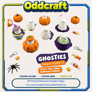Juguete Antiestrés de Calabaza de Halloween Impreso en 3D, Lindo Juguete de Escritorio para Aliviar el Estrés - Product Image 1