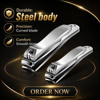 Coupe-ongles professionnel en acier inoxydable avec lame courbée, type levier, lime intégrée pour manucure et pédicure, poignée ergonomique
