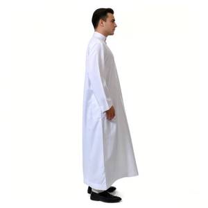 Abaya de Terciopelo Lavado Engrosado con Cuello Mao para Hombre, Manga Larga, Antiestática, Transpirable, Maxi Prenda Étnica de Oración - Product Image 1