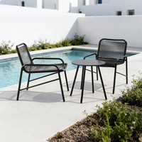 Ensemble de meubles de patio en métal à mailles métalliques, 3 pièces, imperméable, pour balcon extérieur, café, bistrot, table et chaises
